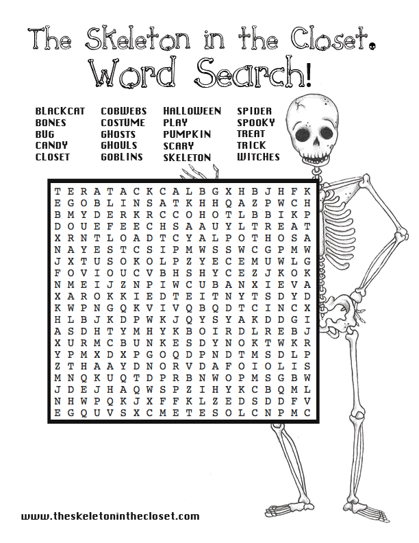 The Skeleton in the Closet Word Search.